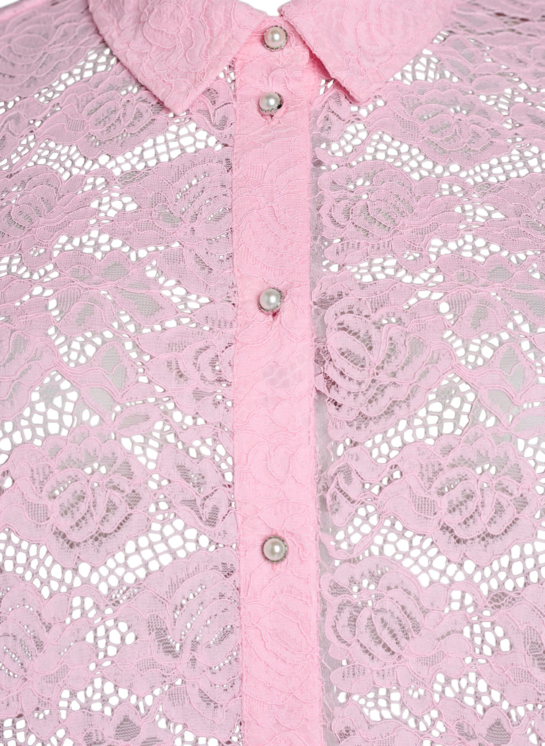 ZizziSkjortebluse i blonde med perleknapper, Rosa, Packshot image number 2