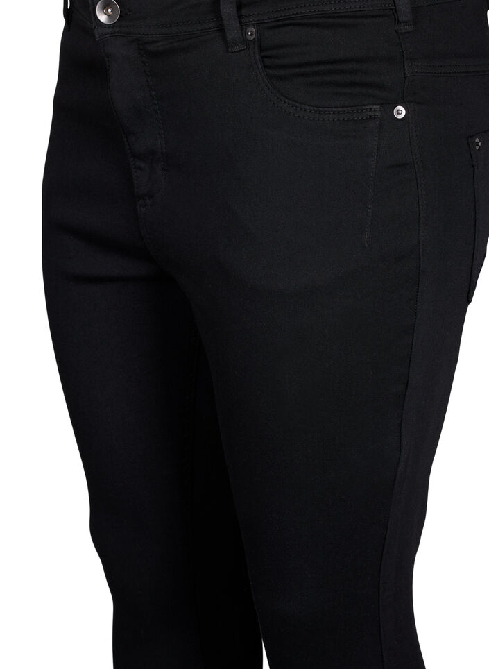 Cropped Amy jeans med glidel&aring;s, Svart, Packshot image number 2