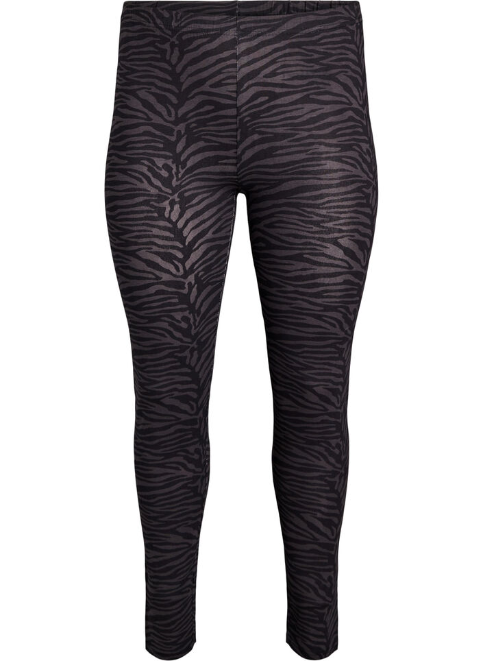 Viskose leggings med print, Svart, Packshot image number 0
