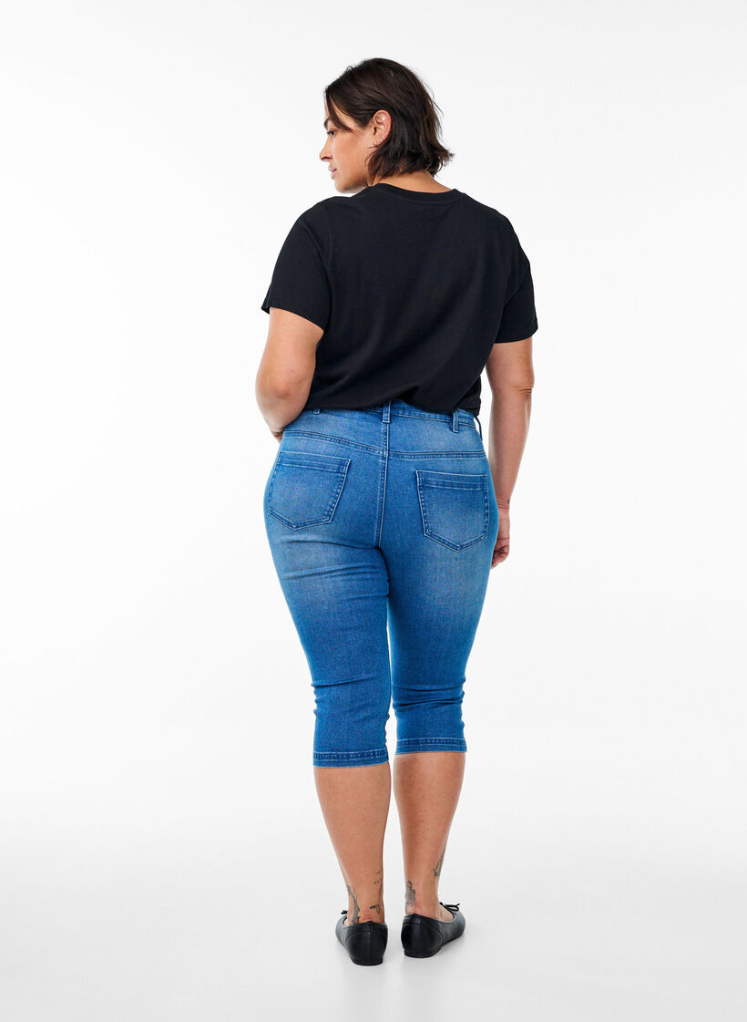 Amy capribukser med h&oslash;yt liv og super slim fit, Bl&aring;, Model image number 1