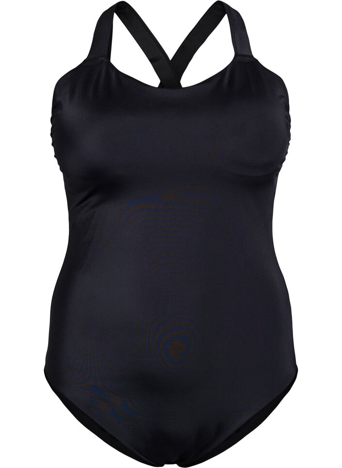 Badedrakt med kryssede stropper, Svart, Packshot image number 0