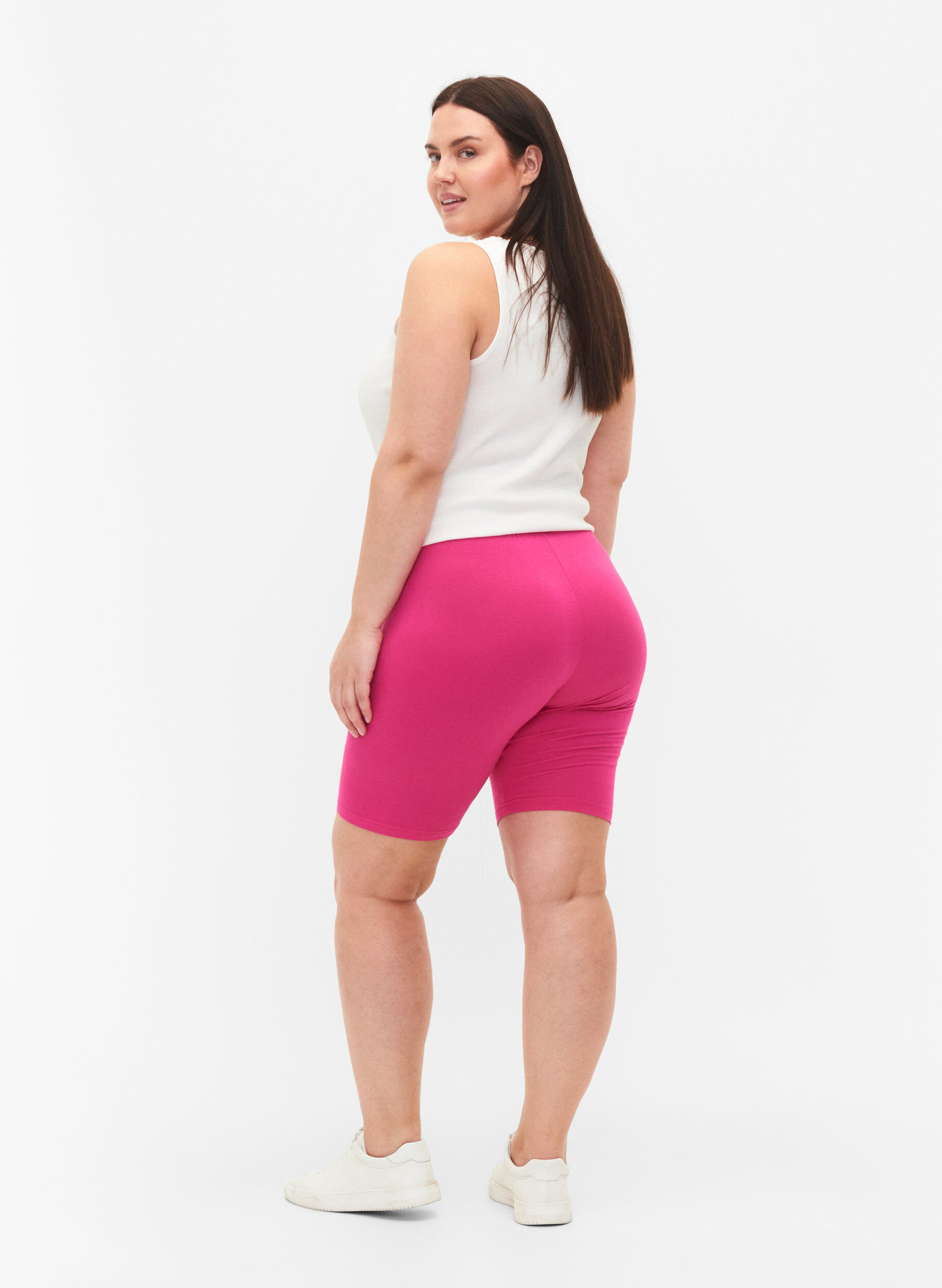 ZizziEnsfargede standard sykkelshorts, Rosa, Model image number 2