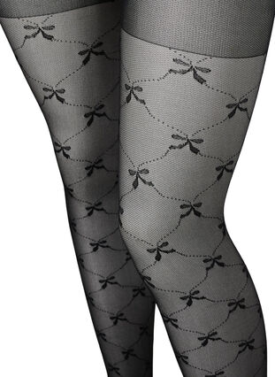 Mønstret tights i 25 denier, Black, Packshot image number 1