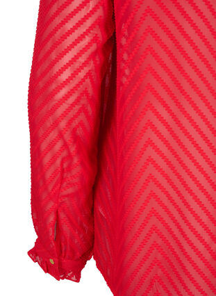 Skjortebluse med volanger og mønstret tekstur, Tango Red, Packshot image number 3
