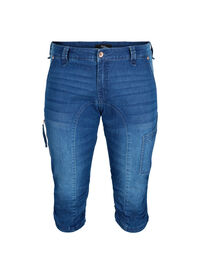Slim-fit capri-jeans med lommer, Blå Slim-fit capri-jeans med lommer