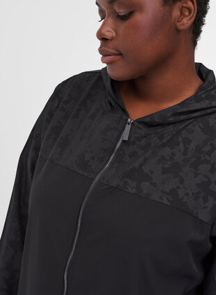 Treningsjakke med mønster og hette, Black, Model image number 2