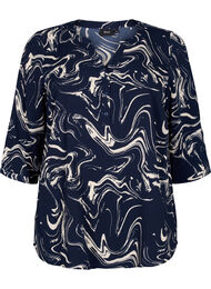Bluse med trykk og 3/4-ermer, N. Blazer Swirl AOP