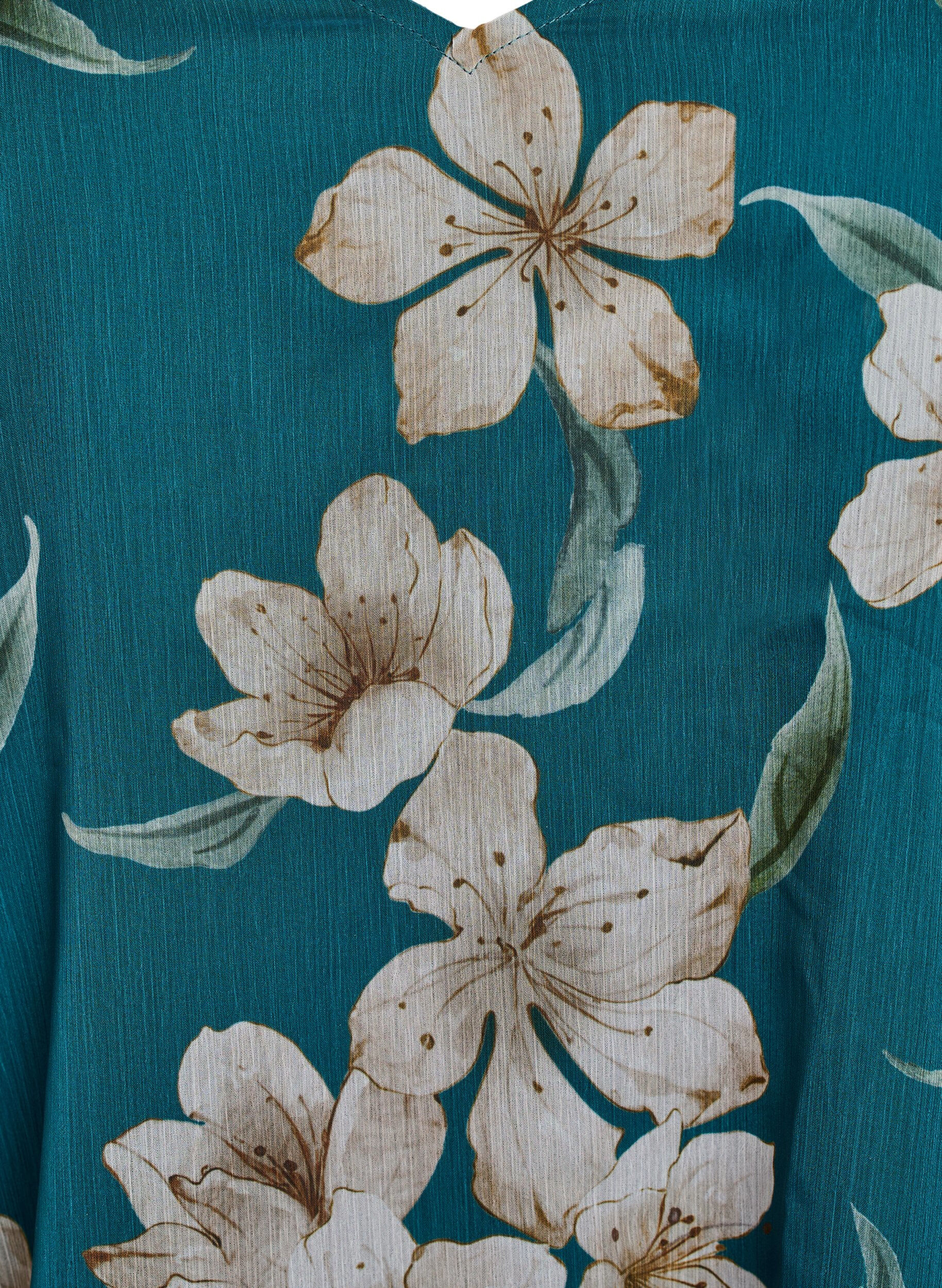 ZizziChiffonbluse med blomstertrykk og lange ermer, Gr&oslash;nn, Packshot image number 2