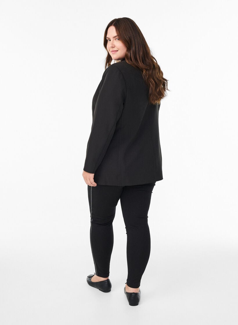 Leggings med glitterstripe og splitter, Black, Model