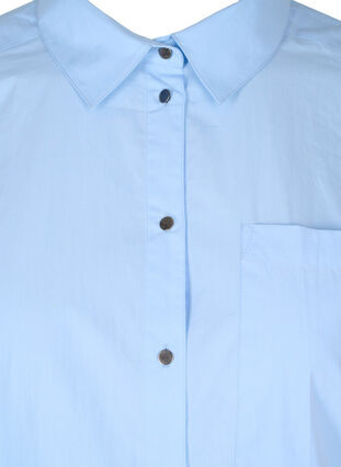 Lang bomullsskjorte med krage og knappelukking, Chambray Blue, Packshot image number 2