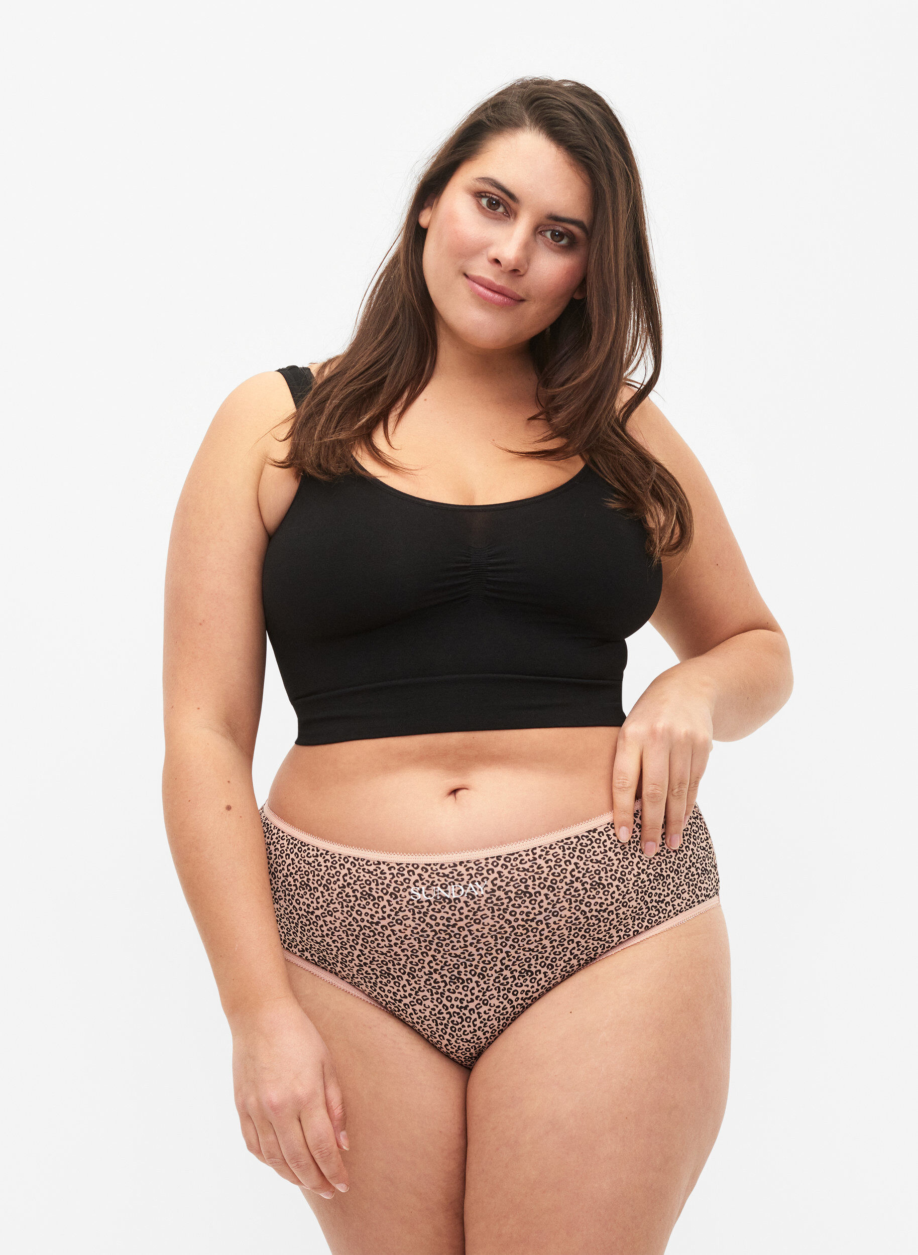 Zizzi 7 stk. truser med normal h&oslash;yde i livet, Blue Multi Pack , Model image number 0