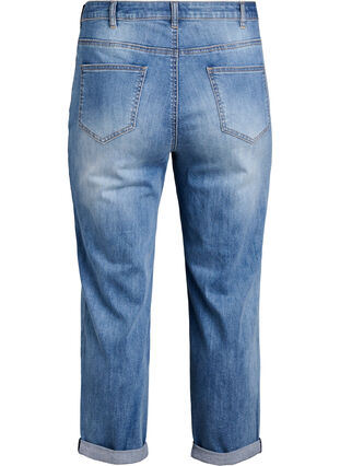 Zizzi 7/8 jeans med oppbrettede kanter og høy midje, Medium Blue Denim, Packshot image number 1