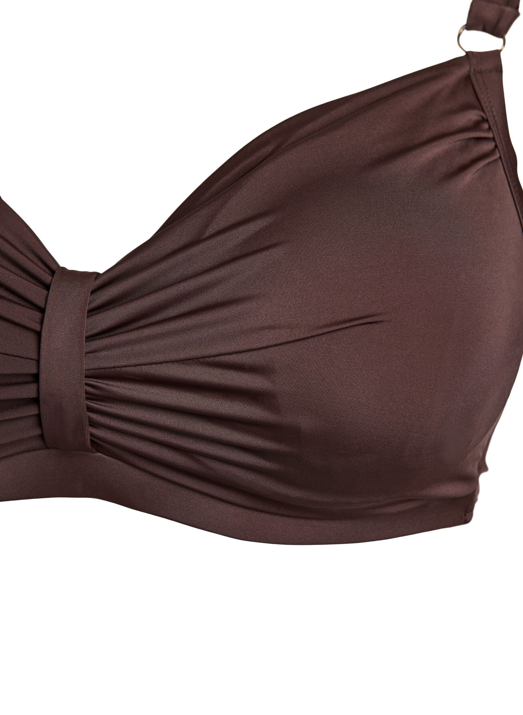 ZizziBikinitopp med b&oslash;yle og drapering, Brun, Packshot image number 2