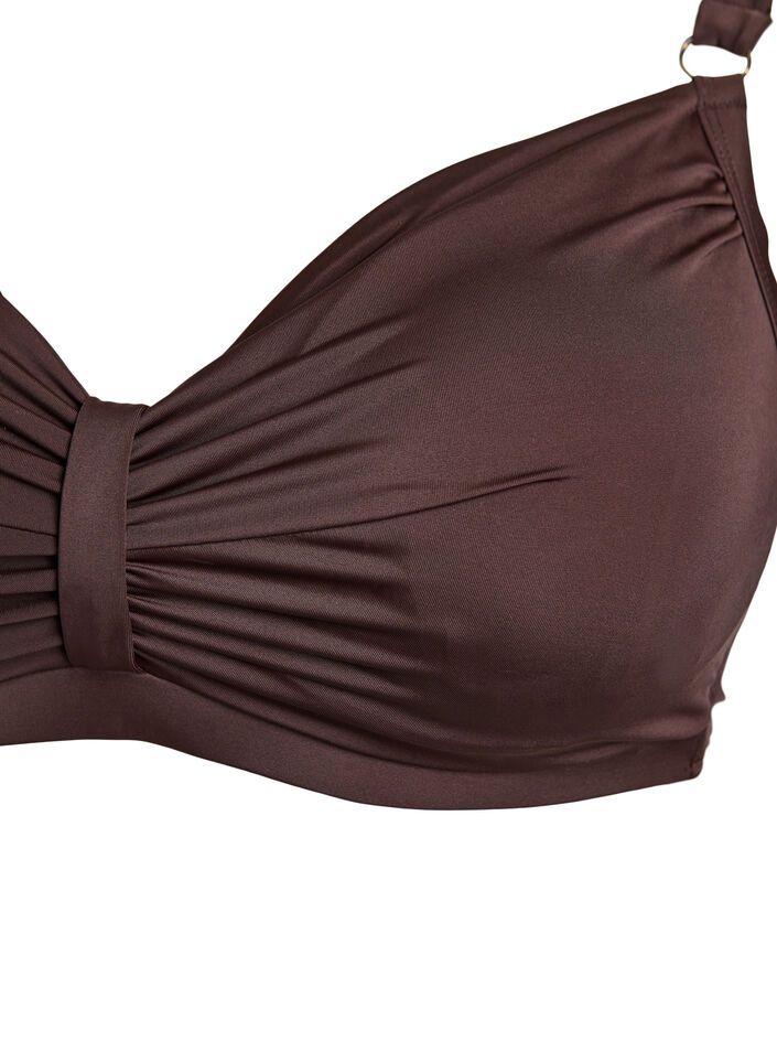Bikinitopp med b&oslash;yle og drapering, Brun, Packshot image number 2