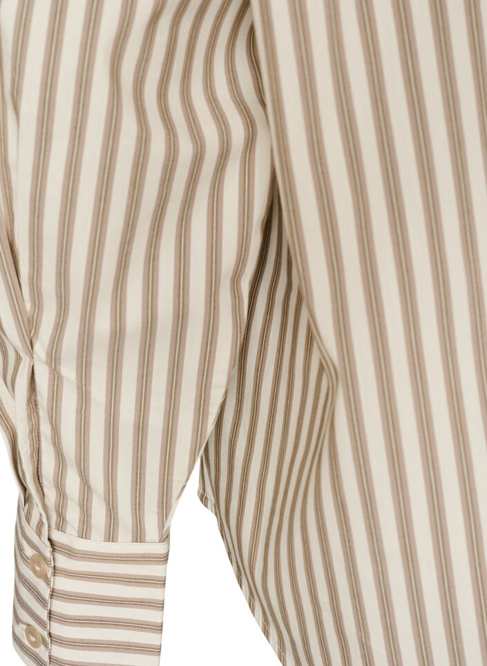 Stripete skjorte med avtakbart halsskjef, Beige, Packshot image number 3