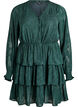 Kort kjole med volanger og teksturert mønster, Grønn, Packshot image number 0