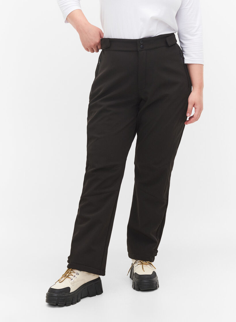 Softshellbukser med borrelås, Svart, Model image number 4