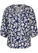 3/4-ermet bomullsbluse med trykk, Naval Academy Flower, Packshot image number 0