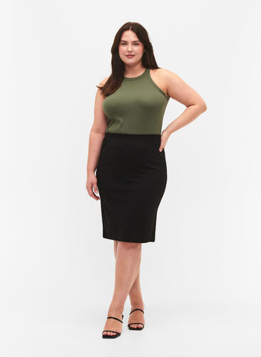 Ensfarget tettsittende skjørt, Black, Model image number 3