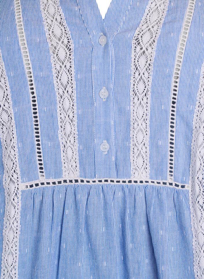Kort kjole med blondebånd og A-form, Blue Stripe, Packshot