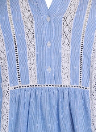 Zizzi Kort kjole med blondebånd og A-form, Blue Stripe, Packshot image number 2