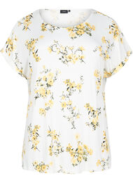 T-skjorte med blomstertrykk, B. W. Yellow Flower