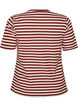 T-shirt med striper og ribbestrikket struktur, R&oslash;d, Packshot image number 1