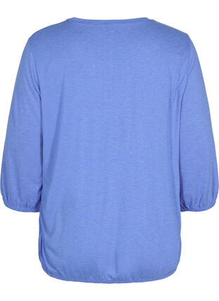 Ensfarget bluse med 3/4-ermer, Ultramarine Mel, Packshot image number 1