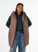 Mellomlang quiltet vest med hette, Brun, Model image number 0