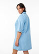 Kort denimkjole med krage og V-hals, Blå, Model image number 2