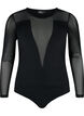 Tettsittende body med mesh, Black, Packshot image number 0