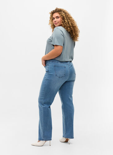 Jeans med ekstra høy liv, Light blue, Model image number 1