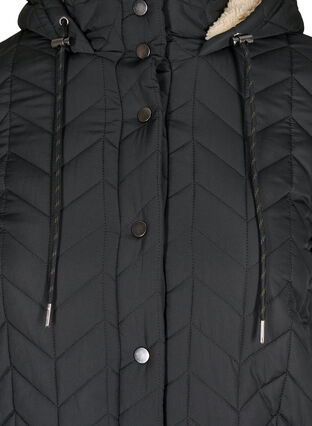 Quiltet jakke med knapper og hette, Black, Packshot image number 2