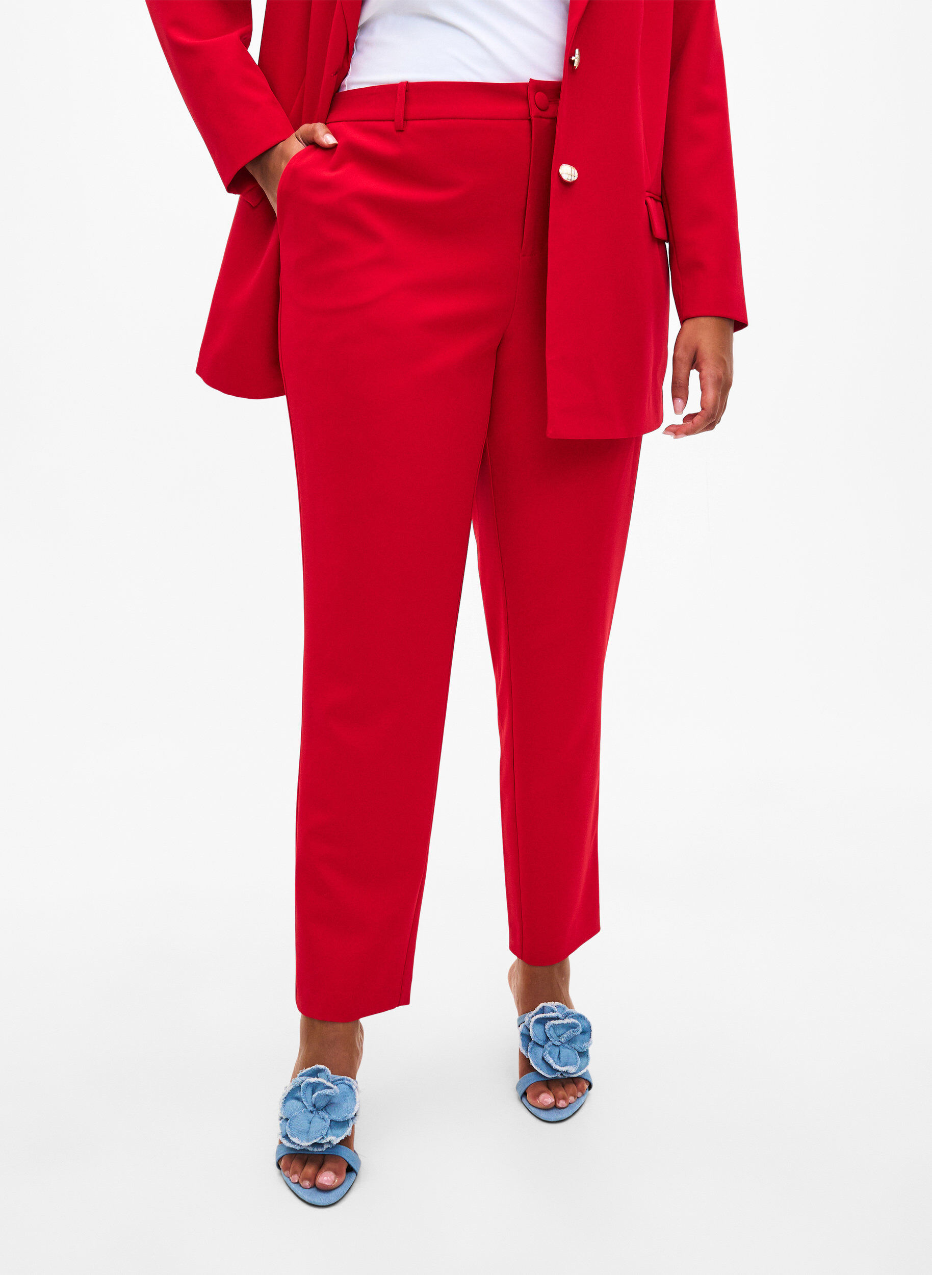 ZizziDressbukse med lommer, Tango Red, Model image number 2