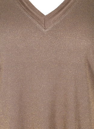 T-skjorte med glimmer og v-hals, Golden, Packshot image number 2
