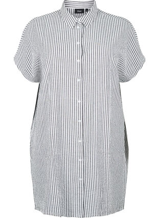 Lang stripete bomullsskjorte, Black, Packshot image number 0