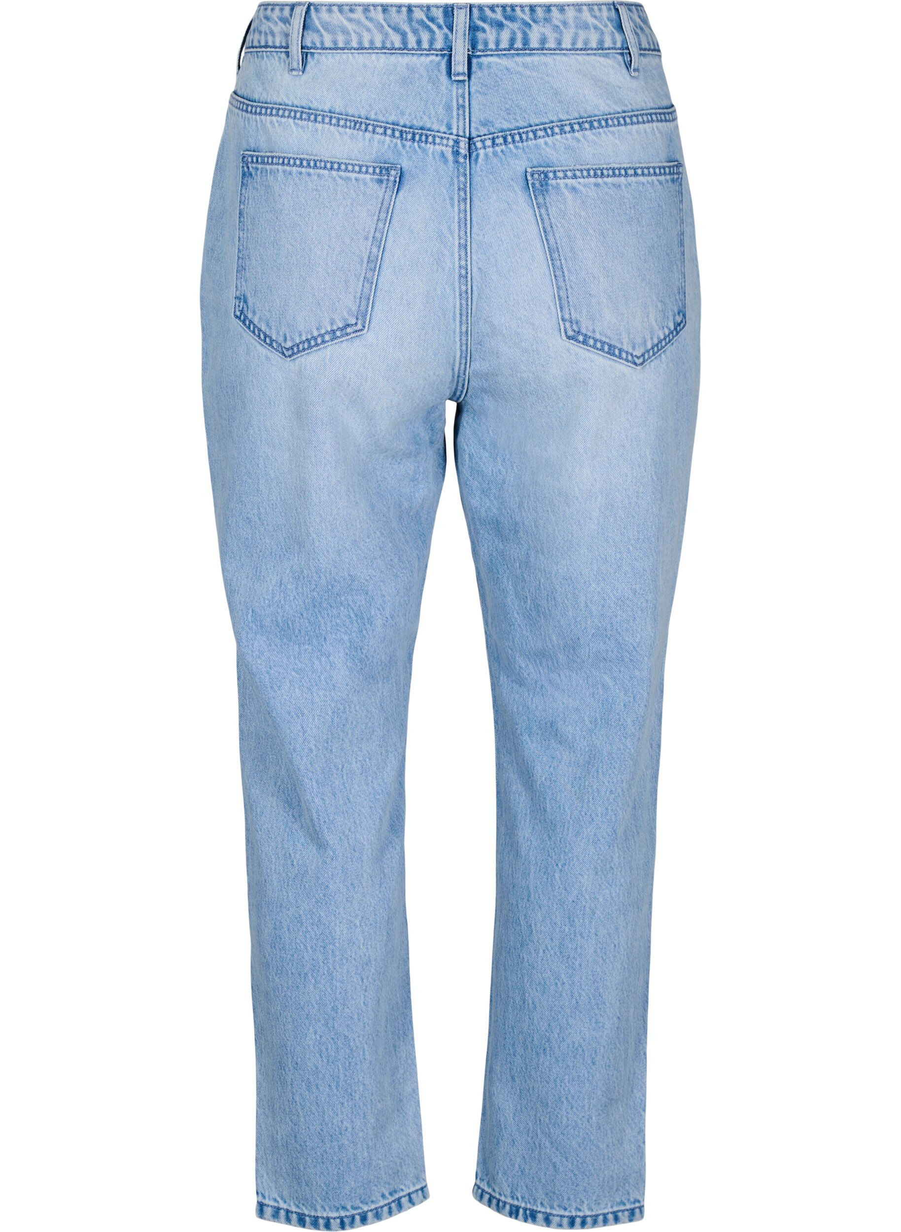 Zizzi Mille Mom fit jeans med distressed detaljer, Bl&aring;, Packshot image number 1