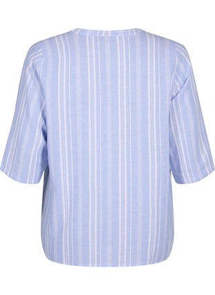 Zizzi Stripete bluse i lin- og viskoseblandet kvalitet, Blå, Packshot image number 1