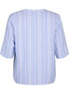 Stripete bluse i lin- og viskoseblandet kvalitet, Blå, Packshot image number 1