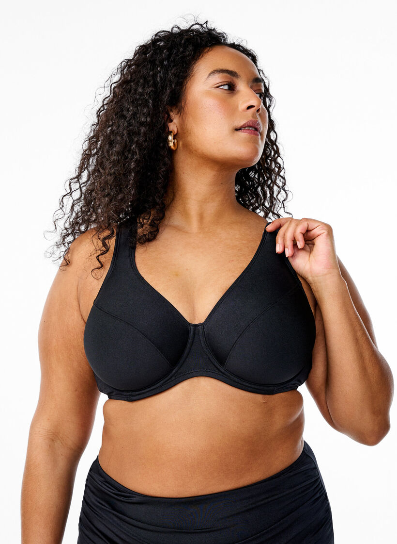 Heldekkende bikinioverdel med bøyle, Black, Model