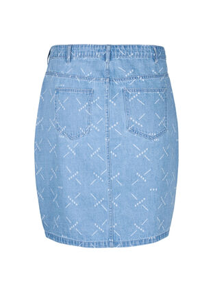Jeansskjørt med mønster, Light blue denim, Packshot image number 1