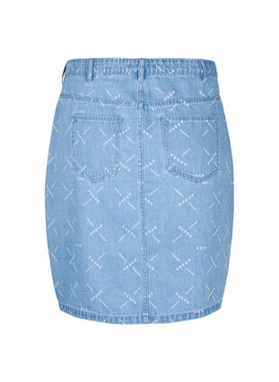 Zizzi Jeansskjørt med mønster, Light blue denim, Packshot image number 1