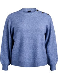 Strikket bluse med knappdetalj, Bl&aring;