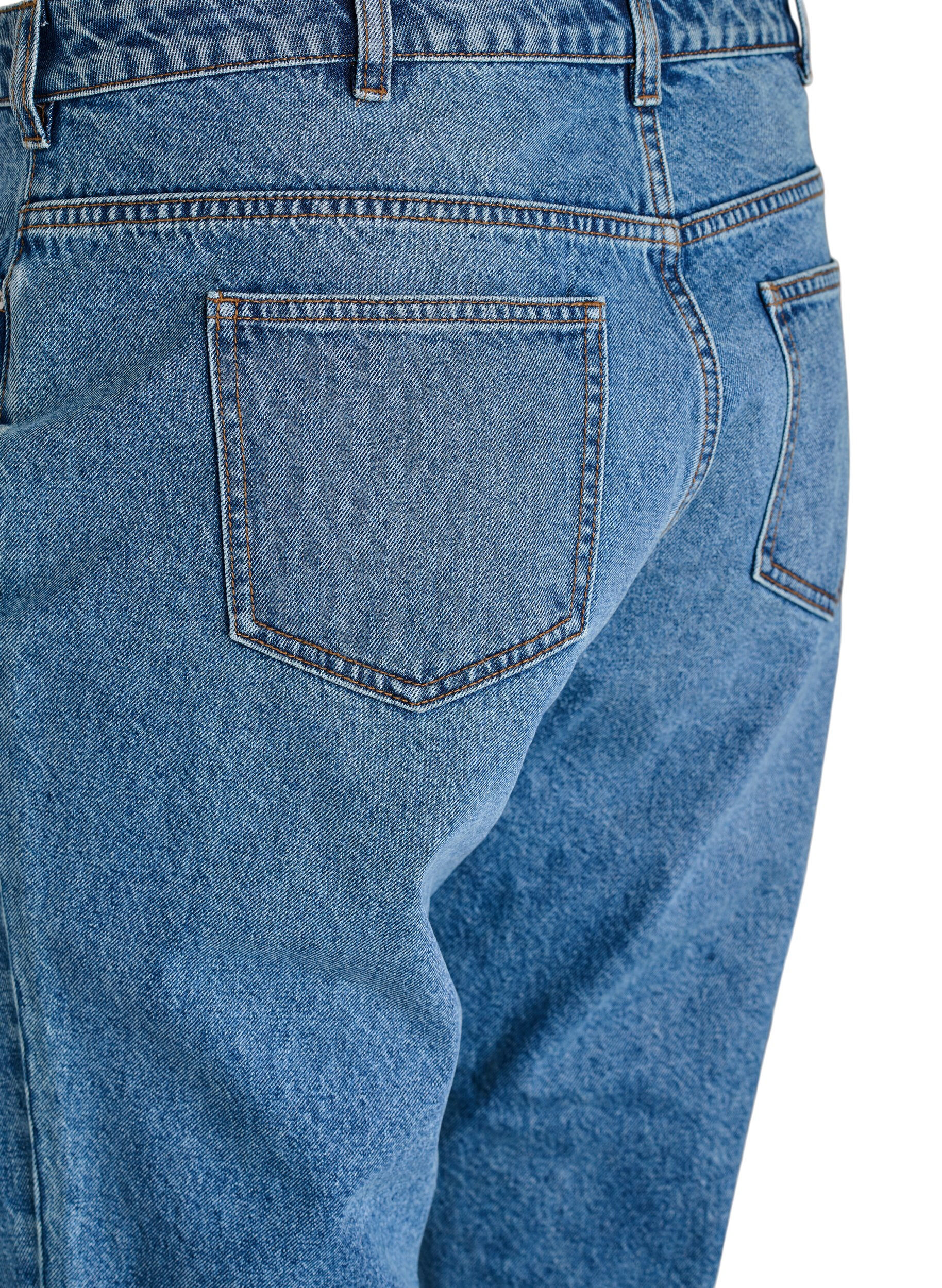 ZizziMille Mom Fit Jeans med h&oslash;y midje, Bl&aring;, Packshot image number 3