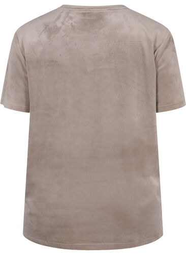 Kortermet T-skjorte i velur, Taupe Gray, Packshot image number 1