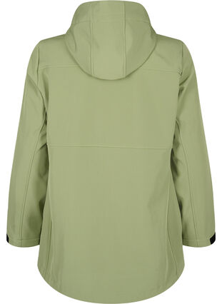 Kort softshell-jakke med lommer, Oil Green, Packshot image number 1