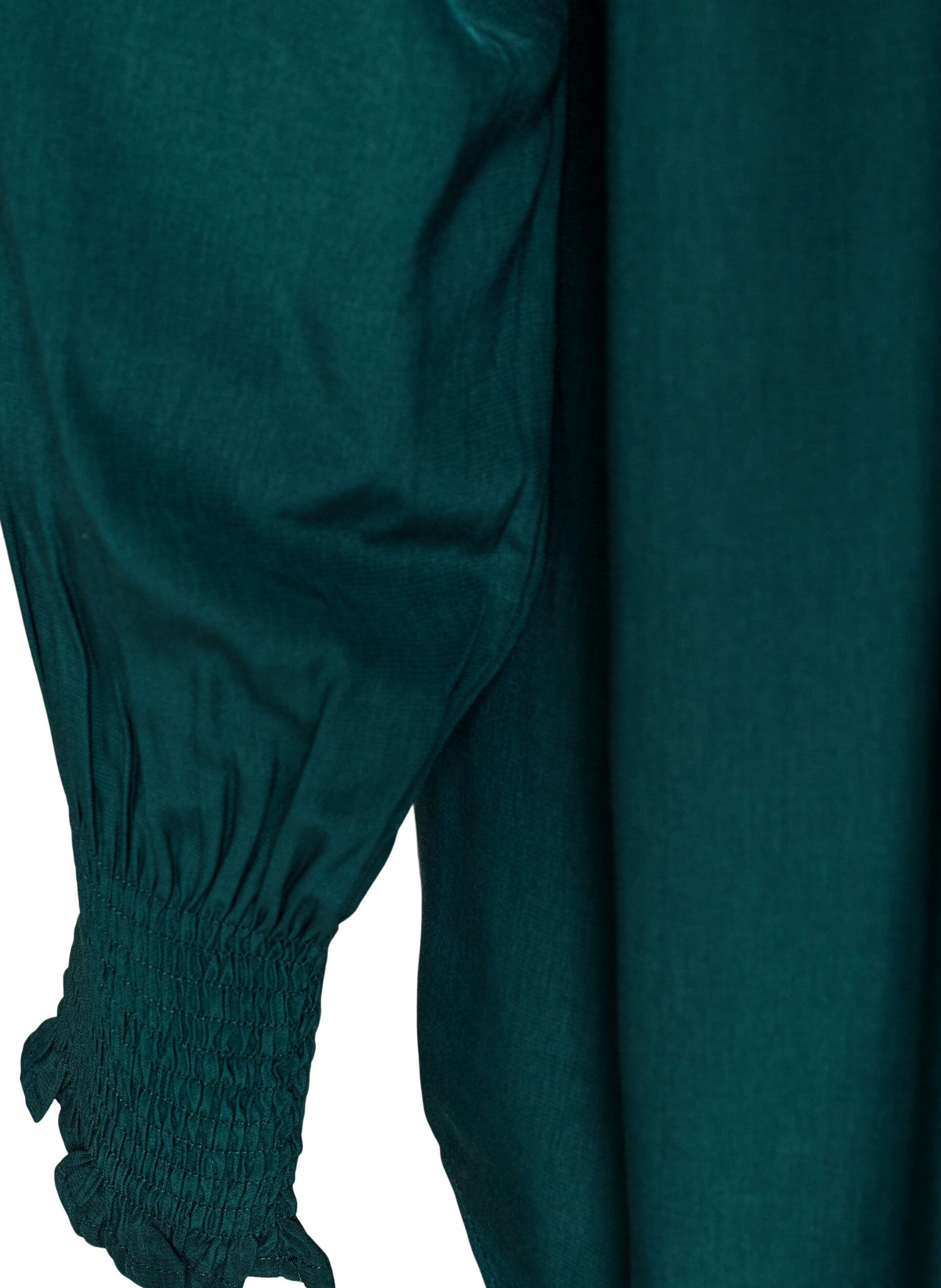 ZizziBluse med rysjekrage og rynking, Gr&oslash;nn, Packshot image number 3