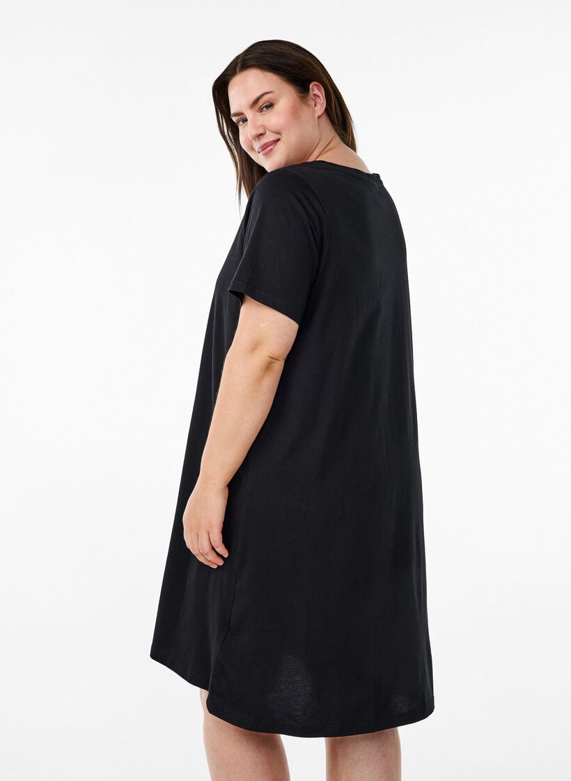 Nattkjole i &oslash;kologisk bomull med V-hals, , Model image number 2