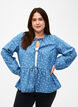 Peplumbluse i denim med knyting, Light Blue w.Flowers, Model image number 0