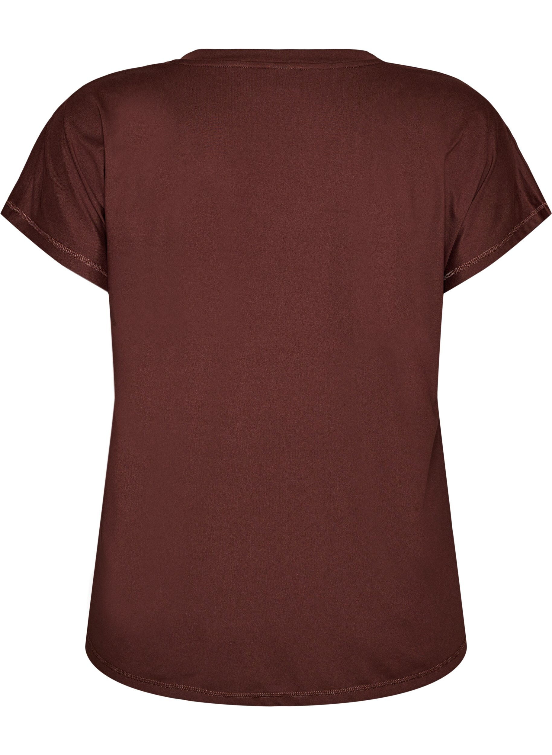 ZizziL&oslash;stsittende trenings-t-skjorte med v-hals, Brun, Packshot image number 1